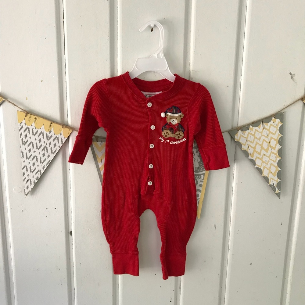 Ho-Ho-Ho My First Christmas Red Thermal Jumpsuit